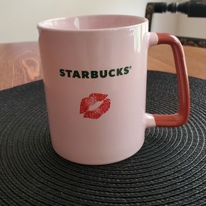 Starbucks kiss mug, NWOT, pink, red